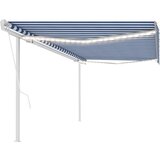 vidaXL Avtomatska tenda LED + senzor 5x3 m modra in bela, (20760164) Cene