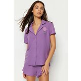 Trendyol Pajama Set - Purple - Plain Cene