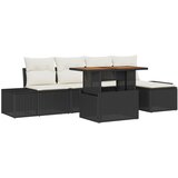 vidaXL 6-delni vrtni kavč set s blazinami Črn Poli ratan | Shoptok.si