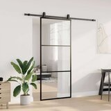  Klizna vrata s priborom crna 90 x 205 cm od ESG stakla | shoptok.hr