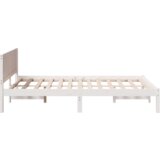vidaXL Posteljni okvir iz borovega lesa Beli Trden borov les 120 x 200 cm | Shoptok.si