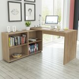 Maison Chic Kotna Pisalna miza - pisarniška miza - Računalniška miza s 4 policami hrast, (21785200) | Shoptok.si