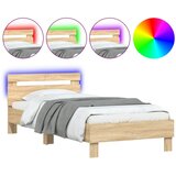  Okvir kreveta s uzglavljem LED boja hrasta sonome 100 x 200 cm | shoptok.hr
