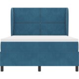 Box Spring Krevet s Madracem Tamno Plavi 140x200 cm Baršun | shoptok.hr
