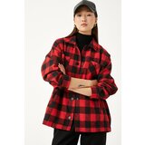 Koton Women's Red Plaid Jacket Cene