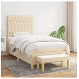 vidaXL Box spring postelja z vzmetnico krem 90x190 cm blago | Shoptok.si