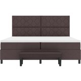 vidaXL Postelja z vzmetjo in klopjo Temno rjava 200x200 cm Tkanina, (22083229) | Shoptok.si