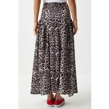  Women's Black Beige Leopard Patterned Flounce Summer Poplin Skirt | Shoptok.si
