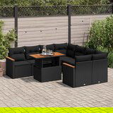 vidaXL 9-dijelni set vrtnih sofa s jastucima crni od poliratana bagrem | shoptok.hr