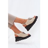 Boto Ladies Leather Wedge Sandals With Decoration Beige Artiker | Shoptok.si
