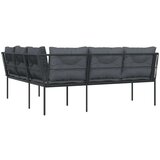  Vrtna sofa s jastucima L-oblika crna od čelika i tekstilena | shoptok.hr