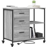 vidaXL Pisarniška omara Siva sonoma 76 x 41 x 72 cm Konstruiran les | Shoptok.si