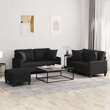  3-dijelni set sofa s jastucima crna od umjetne kože | shoptok.hr