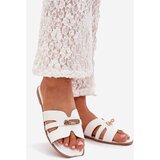 Boto Flat Ladies Slippers With Strap And Golden Detail White Kerenza | Shoptok.si