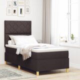 Box Spring Krevet s madracem i LED svjetlom tamnosmeđi 90x200 cm tkanina Cijene