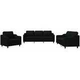  3-dijelni set sofa s jastucima crni od tkanine | shoptok.hr