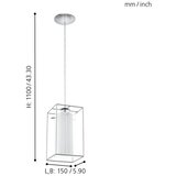 Eglo Loncino 1 visilica/1, e27, krom/prozirno bijela | shoptok.hr