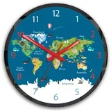  Dječji Zidni sat mapa svijeta