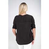 New collection Brown blouse with a print with an admixture of linen | shoptok.hr