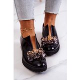 Kesi Elegant Leather Shoes With Ornament Black Cindy | Shoptok.si