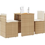  3-dijelni bistro set s jastucima bež od poliratana | shoptok.hr