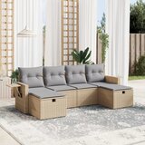  The Living Store Vrtna sedežna garnitura 6-delna z blazinami bež poli ratan - Vrtna Sedežna Garniture, (21452852) | Shoptok.si