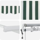 vidaXL Automatska uvlačiva tenda zelena i bijela 600x300 cm, Zamjenska tkanina tende za okvir 6x3 m zelena i bijela | shoptok.hr