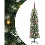 vidaXL Umetno vitko božično drevo med 150 LED Zelena in bela 150 cm, (5000067647) | Shoptok.si