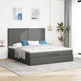  Otomanski krevet s madracem i LED tamnosivi 160x200cm tkanine | shoptok.hr