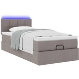  Otomanski krevet s madracem i LED smeđesivi 90x200 cm tkanine Slike