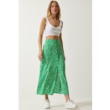 Happiness İstanbul Women's Green Patterned Slit Viscose Skirt cene
