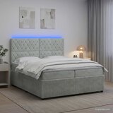  LED okvir za krevet s madracem Svjetlosiva 200 x 200 cm Baršun | shoptok.hr