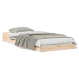vidaXL Konstrukcija postelje Rjava 90 x 220 cm Trdna borovina | Shoptok.si