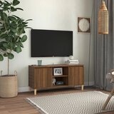 vidaXL TV omarica s trdnimi lesenimi nogami rjavi hrast 103,5x35x50 cm Cene