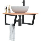  The Living Store Stenska polica za umivalnik jeklo in trdna hrastovina - Polica Za Umivalnik, (21487607) | Shoptok.si