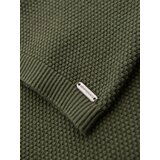 Ombre Men's knitted t-shirt with fine texture - olive | Shoptok.si