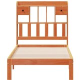  Knjižna postelja brez vzmetnice vošč. rjava 75x190 cm borovina, (21532592) | Shoptok.si