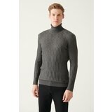 Avva Men's Anthracite Full Turtleneck Knit Detailed Cotton Slim Fit Slim Fit Knitwear Sweater cene