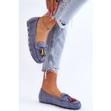 Boto Suede Loafers With Bow And Fringes Blue Dorine | Shoptok.si