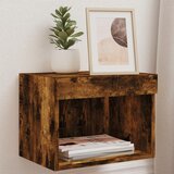 The Living Store Nočna omarica z LED lučkami stenska dimljena hrastovina - Nočna Omarica, (21670947) | Shoptok.si