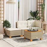 vidaXL Vrtni stolček z blazino bež 63,5x56x32 cm poli ratan Cene