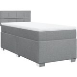 vidaXL Box spring postelja z vzmetnico svetlo siva 90x200 cm blago, (21291139) | Shoptok.si