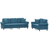  2-dijelni set sofa s jastucima plavi baršunasti | shoptok.hr