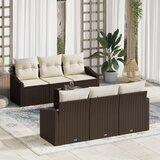 vidaXL 7-delni vrtni kavč set z blazinami rjava poli ratan | Shoptok.si