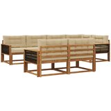 vidaXL Zunanja garnitura za sedenje z blazino 7 pcs Naravna in bež, (5000280180) | Shoptok.si