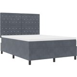 vidaXL Box Spring Postelja z Blazino Temno Siva 140x200 cm Žamet | Shoptok.si