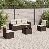 Maison Chic Seti vrtnega pohištva - Vrtna garnitura - Vrtni pohištvo set 6-delna z blazinami rjav poli ratan, (21802328) | Shoptok.si
