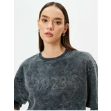 Koton Crew Neck Sweatshirt 1923 Embroidered Faded Effect 100th Anniversary Special