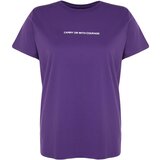 Trendyol Curve Purple Crew Neck Slogan Detailed Knitted T-Shirt | Shoptok.si