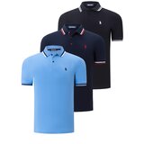 Dewberry TRIPLE SET T8594 MENS T-SHIRT-BLACK-LACQUERED-BLUE LIGHT Cene